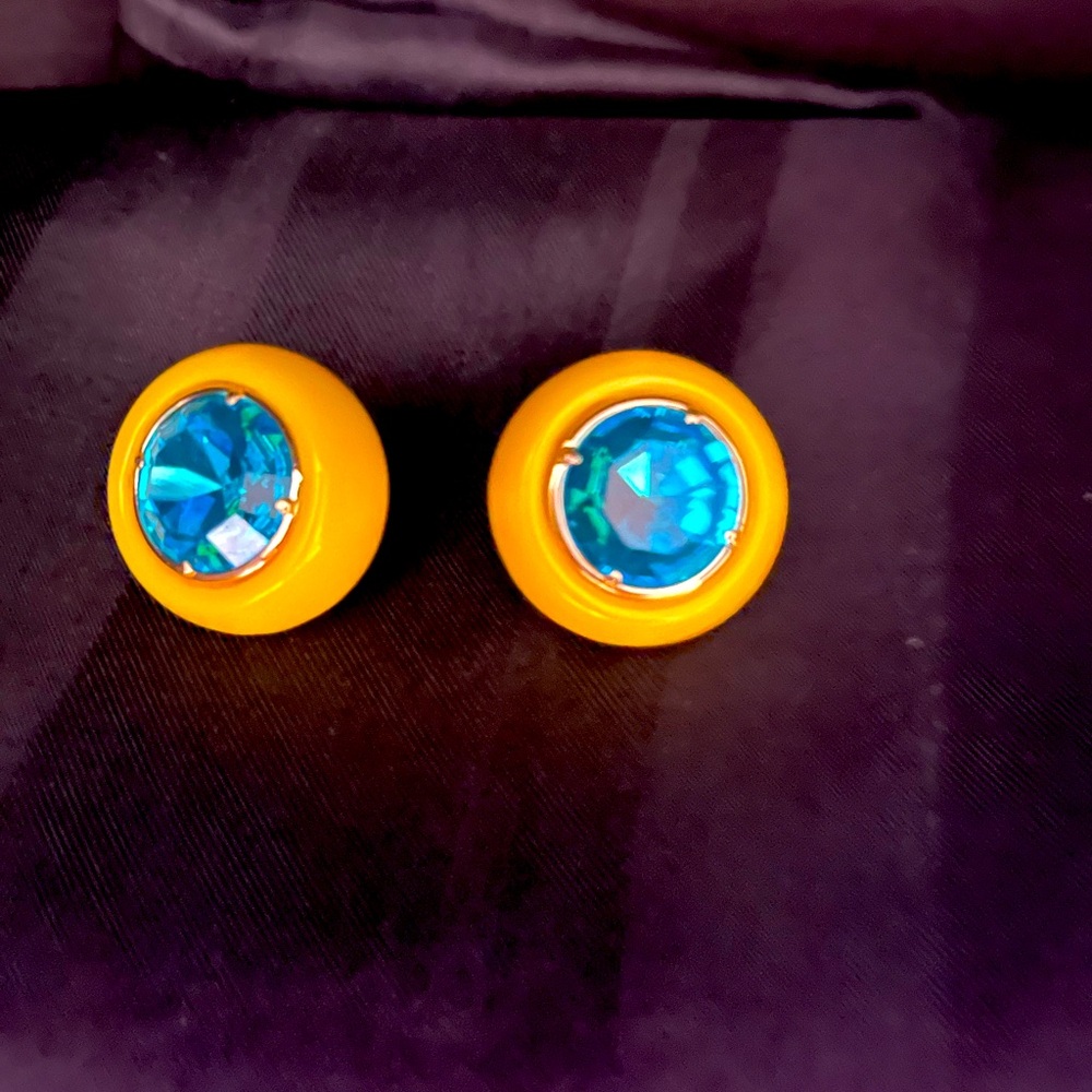 Kurt Geiger blue topaz in yellow lucite earrings
